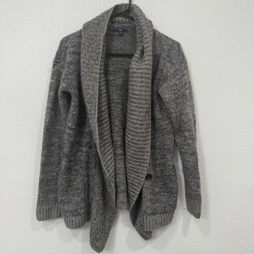 GAP Women Grey Marl Knit‎ Shawl Collar Cardigan Sweater Size S